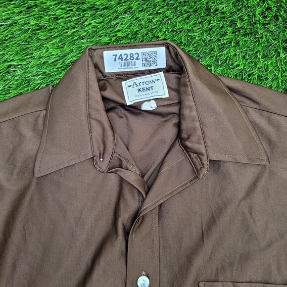 Vintage 70s Arrow Kent MOD Button Shirt S/M 21x30 Shirttail - Picture 10 of 10